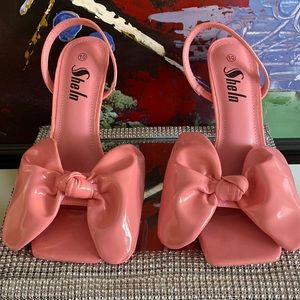Brand New Pink Bow Patent Leather Sandal Size 10 5 inch  heels Don’t have box